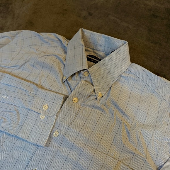 Club Room Other - Club Room Pinpoint Shirt Mens 15.5 32/33 Blue Check Easy Care Button Up L/S